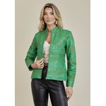 Jaqueta De Couro Pelica Patchwork Feminina Bicolor Esmeralda Nina