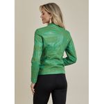Jaqueta De Couro Pelica Patchwork Feminina Bicolor Esmeralda Nina