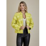 Jaqueta De Couro Pelica Patchwork Feminina Bicolor Limão Nina