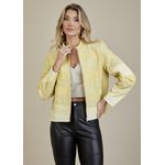 Jaqueta De Couro Pelica Patchwork Feminina Bicolor Manteiga Nina