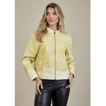 Jaqueta De Couro Pelica Patchwork Feminina Bicolor Manteiga Nina