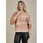 Jaqueta De Couro Pelica Patchwork Feminina Bicolor Nude Nina