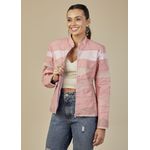 Jaqueta De Couro Pelica Patchwork Feminina Bicolor Rosa