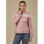 Jaqueta De Couro Pelica Patchwork Feminina Bicolor Rosa