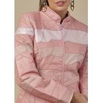 Jaqueta De Couro Pelica Patchwork Feminina Bicolor Rosa