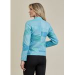 Jaqueta De Couro Pelica Patchwork Feminina Bicolor Azul Celeste Michele