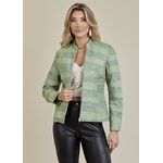 Jaqueta De Couro Pelica Patchwork Feminina Bicolor Verde Menta Michele