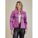 Jaqueta De Couro Pelica Patchwork Feminina Bicolor Fandango Michele