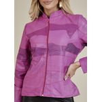 Jaqueta De Couro Pelica Patchwork Feminina Bicolor Fandango Michele