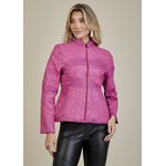 Jaqueta De Couro Pelica Patchwork Feminina Bicolor Rosa Michele