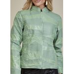 Jaqueta De Couro Pelica Patchwork Feminina Bicolor Verniz Verde Michele