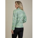 Jaqueta De Couro Pelica Patchwork Feminina Bicolor Verniz Verde Michele