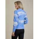 Jaqueta De Couro Pelica Patchwork Feminina Bicolor Azul Piscina Michele