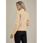 Jaqueta De Couro Pelica Patchwork Feminina Bicolor Creme Michele