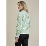 Jaqueta De Couro Pelica Patchwork Feminina Bicolor Metal Verde Michele