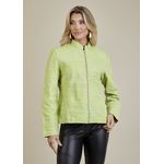 Jaqueta De Couro Pelica Patchwork Feminina Pistache Michele