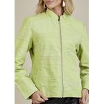 Jaqueta De Couro Pelica Patchwork Feminina Pistache Michele