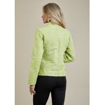 Jaqueta De Couro Pelica Patchwork Feminina Pistache Michele