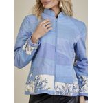 Jaqueta De Couro Pelica Patchwork Feminina Bicolor Celeste Michele