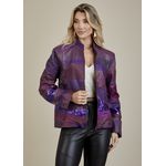 Jaqueta De Couro Pelica Patchwork Feminina Bicolor Uva Michele