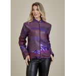 Jaqueta De Couro Pelica Patchwork Feminina Bicolor Uva Michele