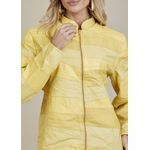 Jaqueta De Couro Pelica Patchwork Feminina Bicolor Amarelo Michele