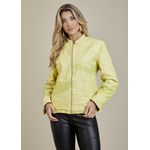 Jaqueta De Couro Pelica Patchwork Feminina Bicolor Limão Michele