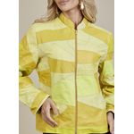 Jaqueta De Couro Pelica Patchwork Feminina Bicolor Verde Limão Michele