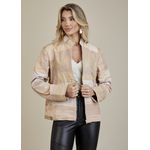 Jaqueta De Couro Pelica Patchwork Feminina Bicolor Rosé Michele