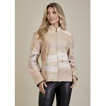 Jaqueta De Couro Pelica Patchwork Feminina Bicolor Rosé Michele