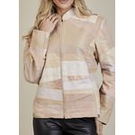 Jaqueta De Couro Pelica Patchwork Feminina Bicolor Rosé Michele
