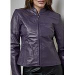 Jaqueta De Couro Pelica Patchwork Feminina Roxo Bia