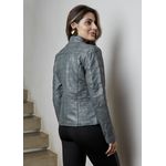 Jaqueta De Couro Pelica Patchwork Feminina Grafite Bia