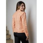 Jaqueta De Couro Pelica Patchwork Feminina Salmão Bia