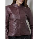 Jaqueta De Couro Pelica Patchwork Feminina Cornalina Bia