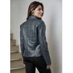 Jaqueta De Couro Pelica Patchwork Feminina Azul Marinho Bia