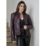 Jaqueta De Couro Pelica Patchwork Feminina Uva Bia