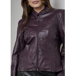 Jaqueta De Couro Pelica Patchwork Feminina Uva Bia