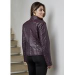 Jaqueta De Couro Pelica Patchwork Feminina Uva Bia