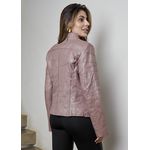 Jaqueta De Couro Pelica Patchwork Feminina Castanho Bia
