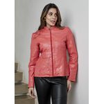 Jaqueta De Couro Pelica Patchwork Feminina Goiaba Bia