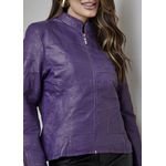 Jaqueta De Couro Pelica Patchwork Feminina Violeta Roxo Bia