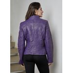 Jaqueta De Couro Pelica Patchwork Feminina Violeta Roxo Bia