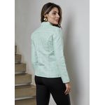 Jaqueta De Couro Pelica Patchwork Feminina Verde Água Bia