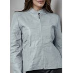 Jaqueta De Couro Pelica Patchwork Feminina Azul Bebê Bia