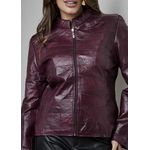 Jaqueta De Couro Pelica Patchwork Feminina Uva Estonada Bia