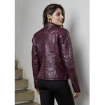Jaqueta De Couro Pelica Patchwork Feminina Uva Estonada Bia