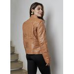 Jaqueta De Couro Pelica Patchwork Feminina Caramelo Bia