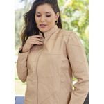 Jaqueta De Couro Pelica Patchwork Feminina Nude Bia