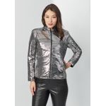 Jaqueta De Couro Pelica Patchwork Feminina Metal Craquelado Bia